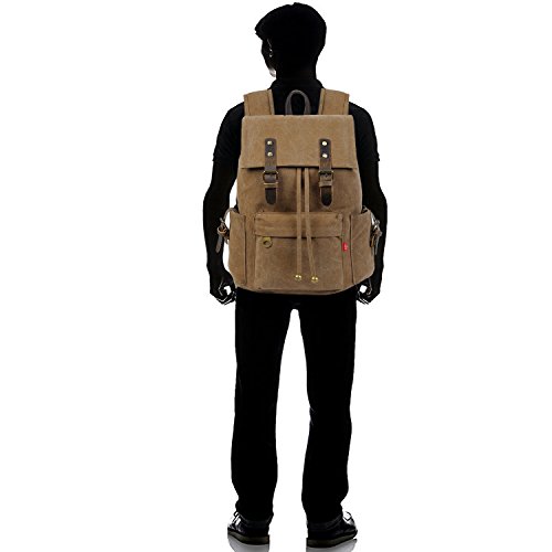 FANDARE Retro Laptop Notebook Rucksack Geeignet für bis zu 16 Zoll Damen Herren Schulrucksack für die Schule Wandern Daypack Leinwand - 2