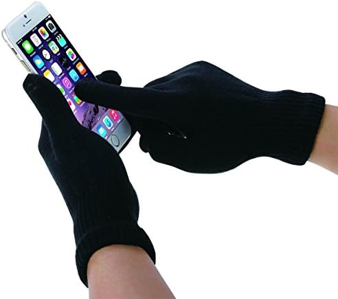 'wortek Haweel Edition Touch Screen Gloves For All Mobile Phones, Smartphones and Tablets – Choice of Colours &amp; Sizes, black
