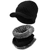 Vbiger Herren Damen Wintermütze Winterschal Warm Beanie Strickmütze und Schal Sc