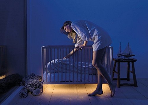 Jindia Bewegung aktiviert Bett Licht, Flexible LED Streifenlicht, Auto Ein/Aus Bewegungsmelder Nachttischlampe, Bewegung aktivierte LED-Lichtleiste (zwei Sensoren) - 5
