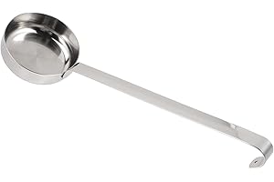 Alipis Portionneur de Nourriture en Acier Inoxydable Cuillères à Sauce de Cuisine Mesure à Fond Plat Cuillère à Soupe Louche Ustensiles de Cuisine pour Le Café Soupe Sauce à Pizza