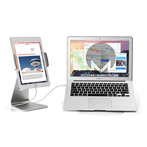 CONMDEX iPad Pro Ständer Aluminium für iPad Pro 9,7 Zoll iPad Pro 12,9 Zoll, Surface Pro 4, Samsung Galaxy Tab und andere Tablets, um 360 ° drehbar, silberfarben - 4