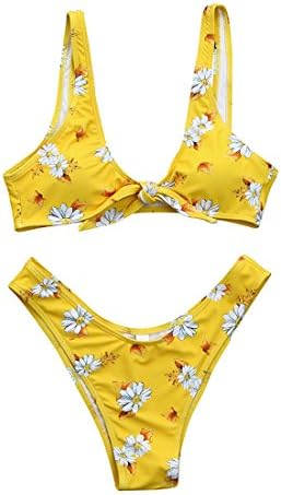Women's Swimwear,Moonuy Girl Padded Bandage Two Piece Biquini Beachwear Push-Up Padded Bra Beach Bikini Set Fashion Casual Swimsuit Leisure Wear Bathing Suit For Ladies,Womens Underwear (Yellow-2, L)