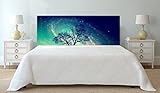 Decoración de habitaciones. Cabecero Cama PVC Rojo paisaje con arbol solitario sobre cielo estrellado 150x60cm  Disponible en Varias Medidas  Cabecero Ligero, Elegante, Resistente y Económico