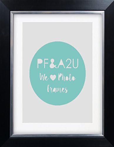 10x8" Black Contemporary Silver Edge Photo Frame With Mount (Width 3cm)