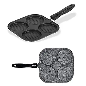 HOMEST Classic Grill Mini UTTAPAM TAWA/Multi Snack Maker 4 in 1 - Mini Pancake Maker, Mini Crepe PAN, Pancake Moulds (19.5CM, Aluminium, Non-Stick)