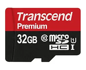 Transcend 32GB MicroSDHC Class 10 UHS-1 Memory Card with Adapter Up to 60MB/s (TS32GUSDU1)