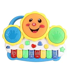 Cable World Drum Keyboard Musical Toys with Flashing Lights - Animal Sounds and Songs,Plastic,Multi Color(Pack of 1)