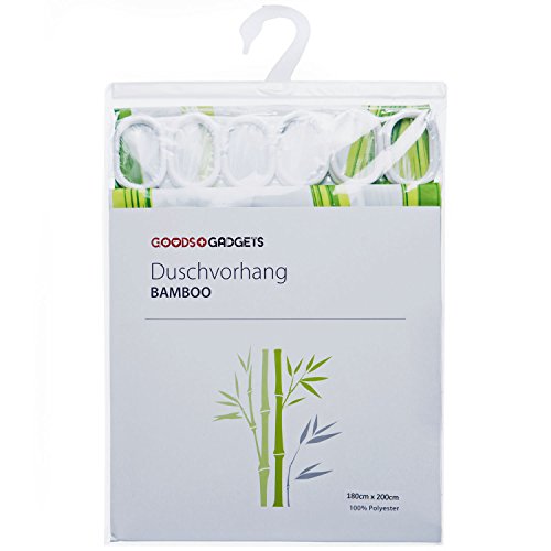 Duschvorhang Bambus textil – Hygienisch & elegant | Badewannen-Vorhang 100% Polyester Badewanne Anti Schimmel 180 x 180 cm waschbar | Dekoration Feng Shui Bamboo | asiatischer stil - 5