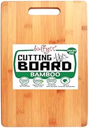 Bulfyss Large Natural Bamboo Wood Chopping Cutting Board for Kitchen Vegetables, Fruits & Cheese, BPA Free