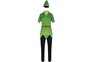 LILLIWEEN Peter Pan Costume Elf Outfit Halloween Cosplay Suit for Men Women