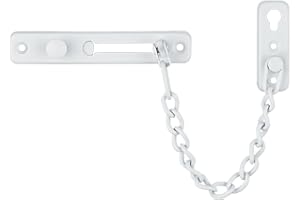 JQK Door Chain Lock White, Stainless Steel Door Guard with Spring Anti-Theft Press Lock, Matte White, HDC100-WH