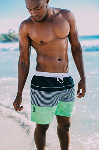GUGGEN MOUNTAIN Herren Badeshorts Beachshorts Boardshorts Badehose gestreift *High Quality Print* - 7