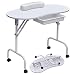 TRIXES White Manicure Nail Art Folding Portable Desk Table with Cushion & Carry Bag