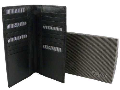 Mens Slim LEATHER SUIT JACKET WALLET MALA Verve Collection Premium Quality (Black)