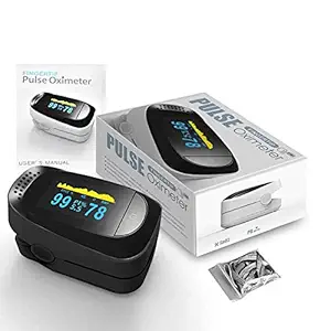 Vaku Luxos Professional Pulse Oximeter Fingertip, SpO2 and PR Value Waveform PI Blood Oxygen Saturation with Sleep Monitoring Function - OLED Monitor for Sports and Home - Lanyard Included (Black)