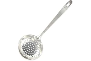 Fackelmann 40695 Ecumoire, araignée de cuisine, louche à trou, cuillère passoire, ustensile de cuisine, Acier inoxydable, Argent, 32 x 11 cm