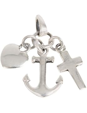 Glaube Liebe Hoffnung 925 Silber Anhänger Kreuz Anker Herz