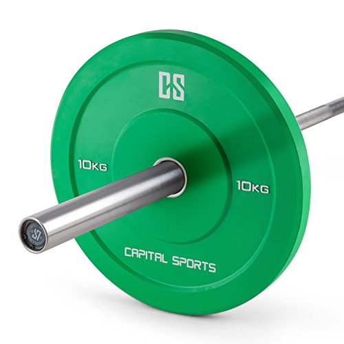 CAPITAL SPORTS Nipton Bumper Plates 5er Set Hantelscheiben Hartgummi-Gewicht-Scheiben für Langahantel-Training (Farben und Gewichte nach Wahl, Hartgummi, 50,0 mm) - 6