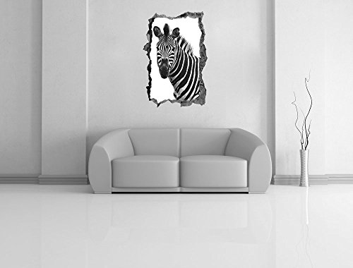Pixxprint 3D_WD_S1509_62x42 wundervolles Zebra Wanddurchbruch 3D Wandtattoo, Vinyl, bunt, 62 x 42 x 0,02 cm - 2