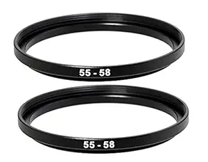(2 Packs) 55-58MM Step-Up Ring Adapter, 55mm to 58mm Step Up Filter Ring, 55mm Male 58mm Female Stepping Up Ring for DSLR Camera Lens and ND UV CPL Infrared Filters