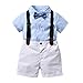 Produktbild Kobay Baby Kleidung Set Junge Baumwolle Kleinkind Baby Jungen Sommer Gentleman Bowtie Kurzarmhemd + Overall Shorts Sets(6-12M,Blau)