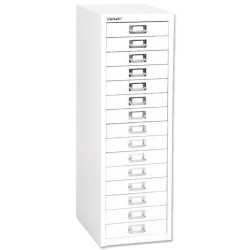 Bisley Steel Storage Cabinet 15-Drawer W279xD408xH860mm Chalk White Ref H3915NL-26