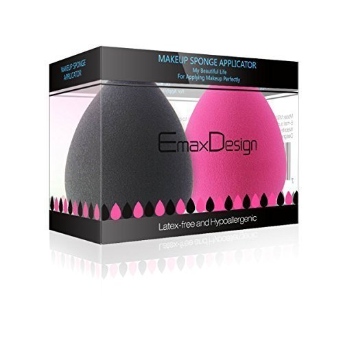 EmaxDesign 2 Piece Makeup Blender Sponge Set, Foundation Blending Blush Concealer Eye Face Powder Cream Cosmetics Makeup Sponges. latex free, non-allergenic and odour free.