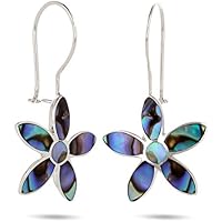 Geschenk Frau-Ohrringe Blume-Nacre Abalone-Sterling Silber-Frau
