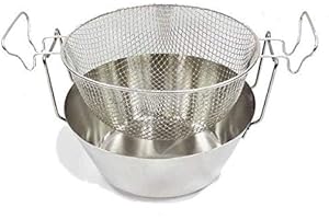 Artame ART23230 – Friteuse inox traditionnelle dite friteuse du Nord fond thermique et panier acier étamé - Ø 30cm, 6,7l
