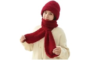 YYCFB Integrated Ear Protection Windproof Cap Scarf Women Balaclava Hood Scarf Hat Knitted Winter Warm Knitted Hat Scarf