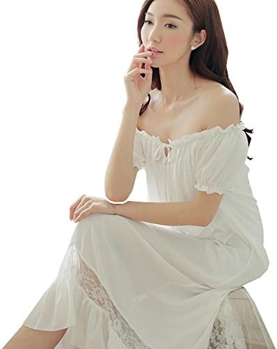QLX Summer Women Short Sleeve Long White Nightdress Casual Lounge S-XL