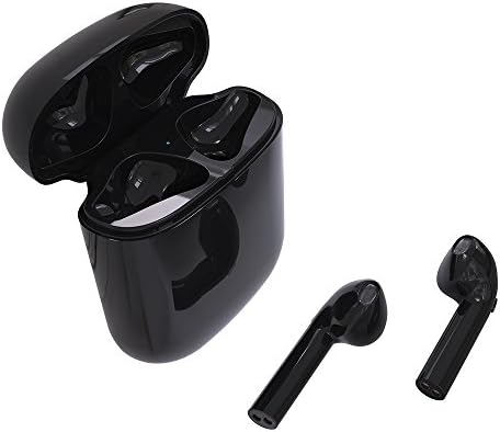 True Wireless Earbuds Mini Bluetooth V4.2 Headphones Stereo Bass Noise Cancelling with Mic Portable Charging Case Sweatproof Earphones for Iphone 8/X/7/6 Samsung S8/S7 (1 pair black)