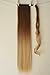 22" Clip in hair extensions Wrap Around Ponytail Long Straight Ombre Dip dye (Light brown to sandy blonde)