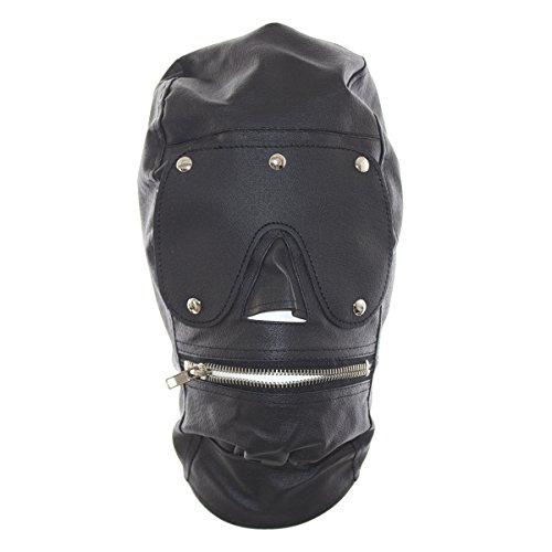 Preisvergleich Produktbild ShineBlue Schwarz Leder Bondage Gimp Mask Head Hood 11