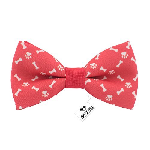 Bow Tie House Dog bones and paws bow tie pattern red pre-tied unisex shape
