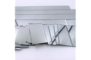 RUINUO NUORUI 2,5 x 5,1 cm rechteckige Spiegelmosaikfliesen, Ziegelform, silberfarbene Glasfliesen, 60 Stück (25 mm x 50 mm)