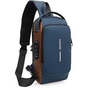 TS WITH TECHSUN Waterproof Polyester Slim Unisex Crossbody Sling Bag Chest Backpack Men's Shoulder Bag, Leisure Travel Handbag, Hard Shell Anti-Theft Chest Bag