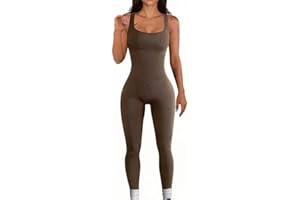 Rongseng Jumpsuit Damen Eng Sexy Ärmellose Tank Rompers Bodycon Sport Jumpsuit Stretch Gerippte Einteiler Yoga Bodysuit Overall Nahtloser Workout Playsuits Sportanzug Trainingsanzug Club Outfit