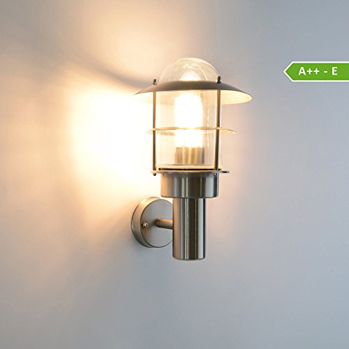 Preisvergleich Produktbild Außenleuchte Aussenwandleuchte Wandleuchte Edelstahl Gals E27 Gartenlampe Eingangsleuchte 251