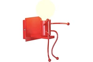 iDEGU Applique da parete moderna lampada da parete stile umanoide creativo lampada da parete decorazione da interni per camera dei bambini soggiorno corridoio (rosso)