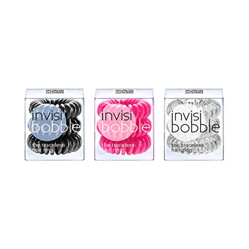 invisibobble Bobble Mix True Black, Candy Pink, Crystal Clear, 1-Pack of 9