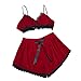 Produktbild Goosuny Damen BH Und Shorts, Einfarbig Spitze Satin Dessous Set Sexy Pyjama Nachtwäsche Zweiteilige Nachthemd Schlafanzug Sommer Negligee Panty Für Frauen