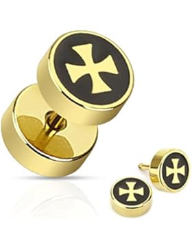 Paula & Fritz® Fake Plug aus Edelstahl Chirurgenstahl 316L vergoldet Eiserne K...