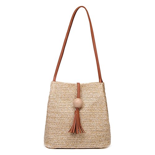 Preisvergleich Produktbild WDOIT Strohtaschen Damen Handtaschen Sommer Strohsack Crossbody Tasche Retro Schulterbeutel Freizeit Geflochten Strandtasche