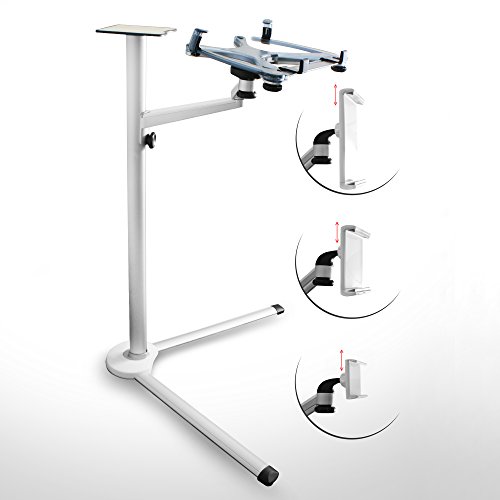 System-S Bodenständer verstellbare Halterung Universal Boden Stativ Fuß Ständer Arm (360° Rotation) Messe Präsentations Ständer für Notebook Laptop Tablet und Smartphone - 5