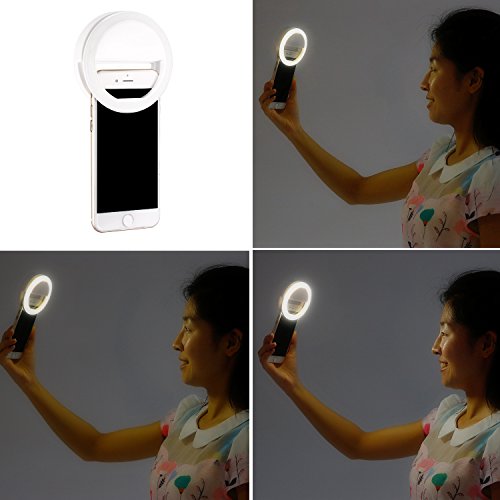 NeewerÂ® 36 LED Luce ad Anello Clip-on per Selfie per Notte o Condizioni di Scarsa LuminositÂ¨Â¤ Illuminazione Supplementare Faretto con 3 Livelli di LuminositÂ¨Â¤ per iPhone Samsung HTC Nokia iPad e Altri Smartphone (Bianco)