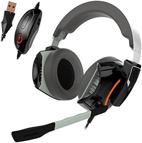 GAMDIAS Gaming Headset with 7.1 Virtual Surround Sound, Inline Remote, RGB Lighting (Hephaestus P1)