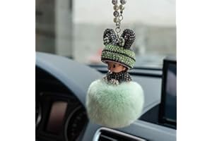 SYSUII Rückspiegel Ornament, Süße Puppe Plüsch Ball Auto Hängende Anhänger, Niedlich Auto Spiegel Anhänger, Innen Dekoration, Geschenke für Frauen & Männer - Grün