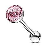 Farbe: pink Paula & Fritz® Zungenpiercing aus Edelstahl Chirurgenstahl 316L mit Dom aus Ep.